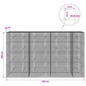 Γκαμπιόν με Σύρμα 3,5 mm και Πλέγμα 5x5 cm 350x20x200 εκ. - Pakobazaar