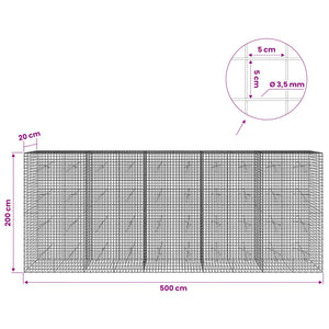 Γκαμπιόν με Σύρμα 3,5 mm και Πλέγμα 5x5 cm 500x20x200 εκ