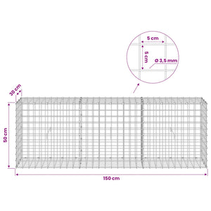 Γκαμπιόν με Σύρμα 3,5 mm και Πλέγμα 5x5 cm 150x30x50 εκ - Pakobazaar