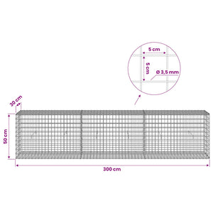 Γκαμπιόν με Σύρμα 3,5 mm και Πλέγμα 5x5 cm 300x30x50 εκ