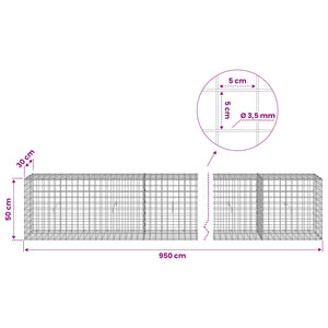 Γκαμπιόν με Σύρμα 3,5 mm και Πλέγμα 5x5 cm 950x30x50 εκ. - Pakobazaar