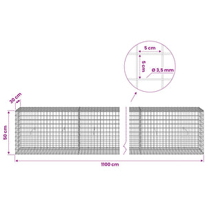 Γκαμπιόν με Σύρμα 3,5 mm και Πλέγμα 5x5 cm 1100x30x50 εκ - Pakobazaar