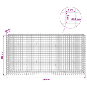 Γκαμπιόν με Σύρμα 3,5 mm και Πλέγμα 5x5 cm 200x30x100 εκ - Pakobazaar