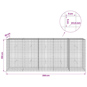 Γκαμπιόν με Σύρμα 3,5 mm και Πλέγμα 5x5 cm 250x30x100 εκ