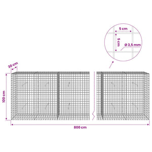 Γκαμπιόν με Σύρμα 3,5 mm και Πλέγμα 5x5 cm 800x30x100 εκ