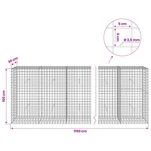 Γκαμπιόν με Σύρμα 3,5 mm και Πλέγμα 5x5 cm 1150x30x100 εκ - Pakobazaar