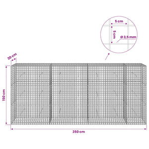 Γκαμπιόν με Σύρμα 3,5 mm και Πλέγμα 5x5 cm 350x30x150 εκ.