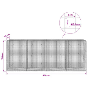 Γκαμπιόν με Σύρμα 3,5 mm και Πλέγμα 5x5 cm 400x30x150 εκ
