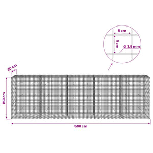 Γκαμπιόν με Σύρμα 3,5 mm και Πλέγμα 5x5 cm 500x30x150 εκ