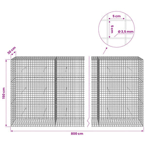 Γκαμπιόν με Σύρμα 3,5 mm και Πλέγμα 5x5 cm 800x30x150 εκ