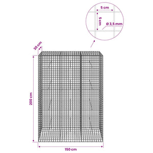 Γκαμπιόν με Σύρμα 3,5 mm και Πλέγμα 5x5 cm 150x30x200 εκ - Pakobazaar