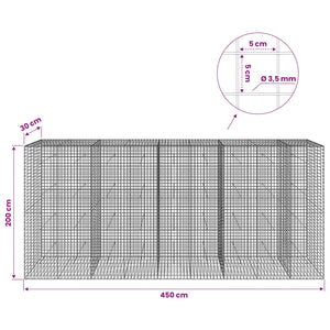 Γκαμπιόν με Σύρμα 3,5 mm και Πλέγμα 5x5 cm 450x30x200 εκ
