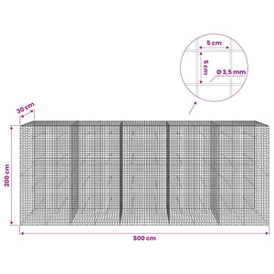 Γκαμπιόν με Σύρμα 3,5 mm και Πλέγμα 5x5 cm 500x30x200 εκ