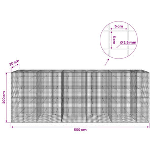 Γκαμπιόν με Σύρμα 3,5 mm και Πλέγμα 5x5 cm 550x30x200 εκ - Pakobazaar
