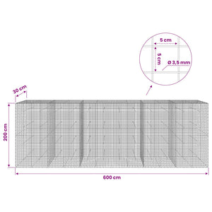 Γκαμπιόν με Σύρμα 3,5 mm και Πλέγμα 5x5 cm 600x30x200 εκ