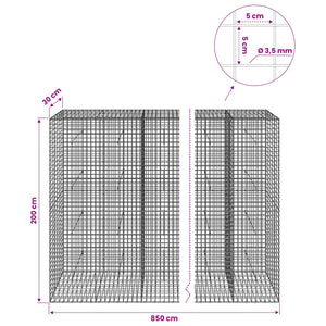 Γκαμπιόν με Σύρμα 3,5 mm και Πλέγμα 5x5 cm 850x30x200 εκ - Pakobazaar