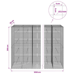 Γκαμπιόν με Σύρμα 3,5 mm και Πλέγμα 5x5 cm 1050x30x200 εκ - Pakobazaar