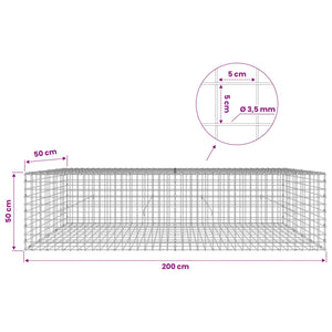 Γκαμπιόν με Σύρμα 3,5 mm και Πλέγμα 5x5 cm 200x50x50 εκ - Pakobazaar