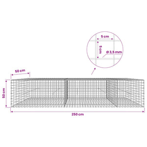 Γκαμπιόν με Σύρμα 3,5 mm και Πλέγμα 5x5 cm 250x50x50 εκ - Pakobazaar