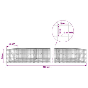 Γκαμπιόν με Σύρμα 3,5 mm και Πλέγμα 5x5 cm 700x50x50 εκ - Pakobazaar