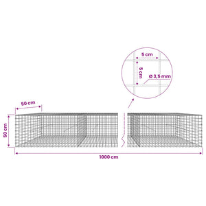 Γκαμπιόν με Σύρμα 3,5 mm και Πλέγμα 5x5 cm 1000x50x50 εκ. - Pakobazaar