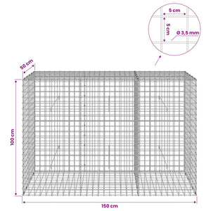 Γκαμπιόν με Σύρμα 3,5 mm και Πλέγμα 5x5 cm 150x50x100 εκ. - Pakobazaar