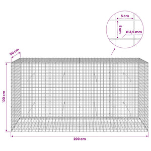 Γκαμπιόν με Σύρμα 3,5 mm και Πλέγμα 5x5 cm 200x50x100 εκ - Pakobazaar