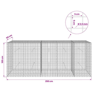Γκαμπιόν με Σύρμα 3,5 mm και Πλέγμα 5x5 cm 250x50x100 εκ