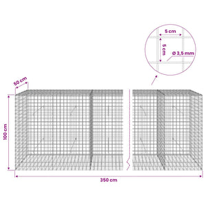 Γκαμπιόν με Σύρμα 3,5 mm και Πλέγμα 5x5 cm 350x50x100 εκ.