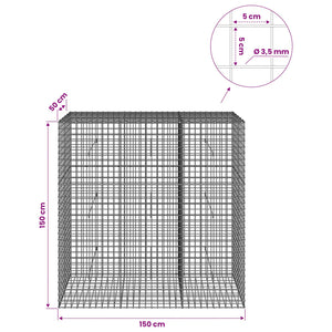 Γκαμπιόν με Σύρμα 3,5 mm και Πλέγμα 5x5 cm 150x50x150 εκ - Pakobazaar
