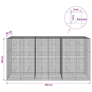 Γκαμπιόν με Σύρμα 3,5 mm και Πλέγμα 5x5 cm 300x50x150 εκ. - Pakobazaar