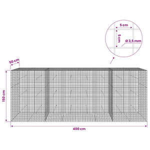 Γκαμπιόν με Σύρμα 3,5 mm και Πλέγμα 5x5 cm 400x50x150 εκ - Pakobazaar