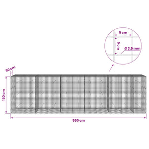 Γκαμπιόν με Σύρμα 3,5 mm και Πλέγμα 5x5 cm 550x50x150 εκ. - Pakobazaar