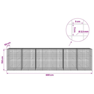 Γκαμπιόν με Σύρμα 3,5 mm και Πλέγμα 5x5 cm 600x50x150 εκ