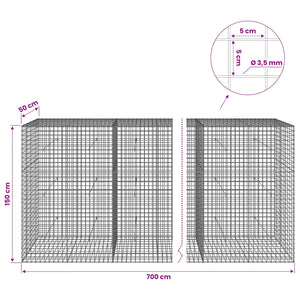 Γκαμπιόν με Σύρμα 3,5 mm και Πλέγμα 5x5 cm 700x50x150 εκ. - Pakobazaar