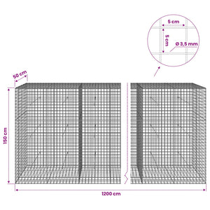 Γκαμπιόν με Σύρμα 3,5 mm και Πλέγμα 5x5 cm 1200x50x150 εκ.