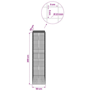 Γκαμπιόν με Σύρμα 3,5 mm και Πλέγμα 5x5 cm 50x50x200 εκ - Pakobazaar