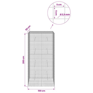 Γκαμπιόν με Σύρμα 3,5 mm και Πλέγμα 5x5 cm 100x50x200 cm - Pakobazaar