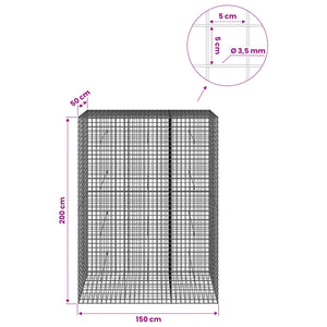 Γκαμπιόν με Σύρμα 3,5 mm και Πλέγμα 5x5 cm 150x50x200 εκ - Pakobazaar