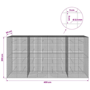 Γκαμπιόν με Σύρμα 3,5 mm και Πλέγμα 5x5 cm 400x50x200 εκ - Pakobazaar