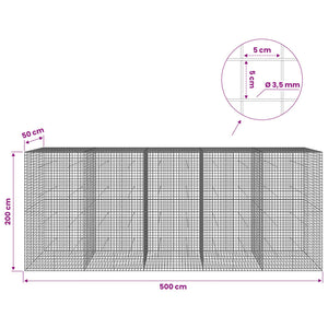 Γκαμπιόν με Σύρμα 3,5 mm και Πλέγμα 5x5 cm 500x50x200 εκ - Pakobazaar