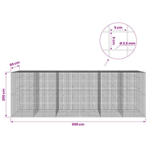 Γκαμπιόν με Σύρμα 3,5 mm και Πλέγμα 5x5 cm 600x50x200 εκ