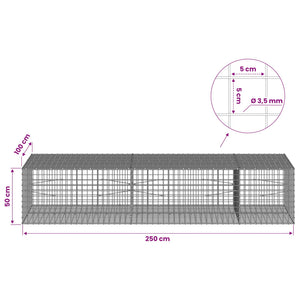 Γκαμπιόν με Σύρμα 3,5 mm και Πλέγμα 5x5 cm 250x100x50 εκ.