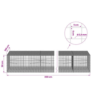 Γκαμπιόν με Σύρμα 3,5 mm και Πλέγμα 5x5 cm 350x100x50 εκ. - Pakobazaar