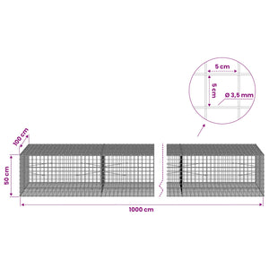 Γκαμπιόν με Σύρμα 3,5 mm και Πλέγμα 5x5 cm 1000x100x50 εκ