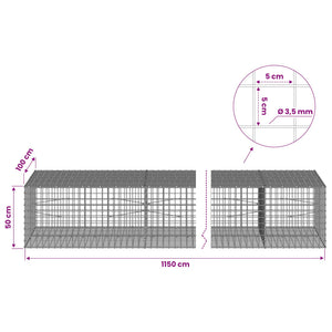 Γκαμπιόν με Σύρμα 3,5 mm και Πλέγμα 5x5 cm 1150x100x50 εκ.
