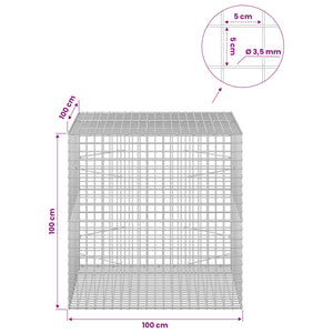 Γκαμπιόν με Σύρμα 3,5 mm και Πλέγμα 5x5 cm 100x100x100 εκ. - Pakobazaar