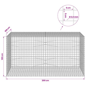Γκαμπιόν με Σύρμα 3,5 mm και Πλέγμα 5x5 cm 200x100x100 εκ.