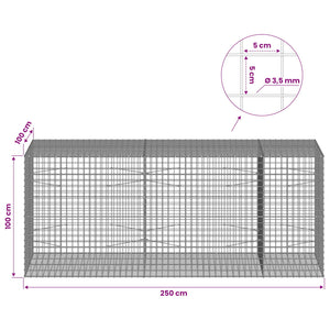 Γκαμπιόν με Σύρμα 3,5 mm και Πλέγμα 5x5 cm 250x100x100 εκ.