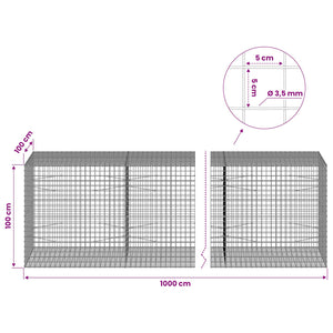 Γκαμπιόν με Σύρμα 3,5 mm και Πλέγμα 5x5 cm 1000x100x100 εκ.